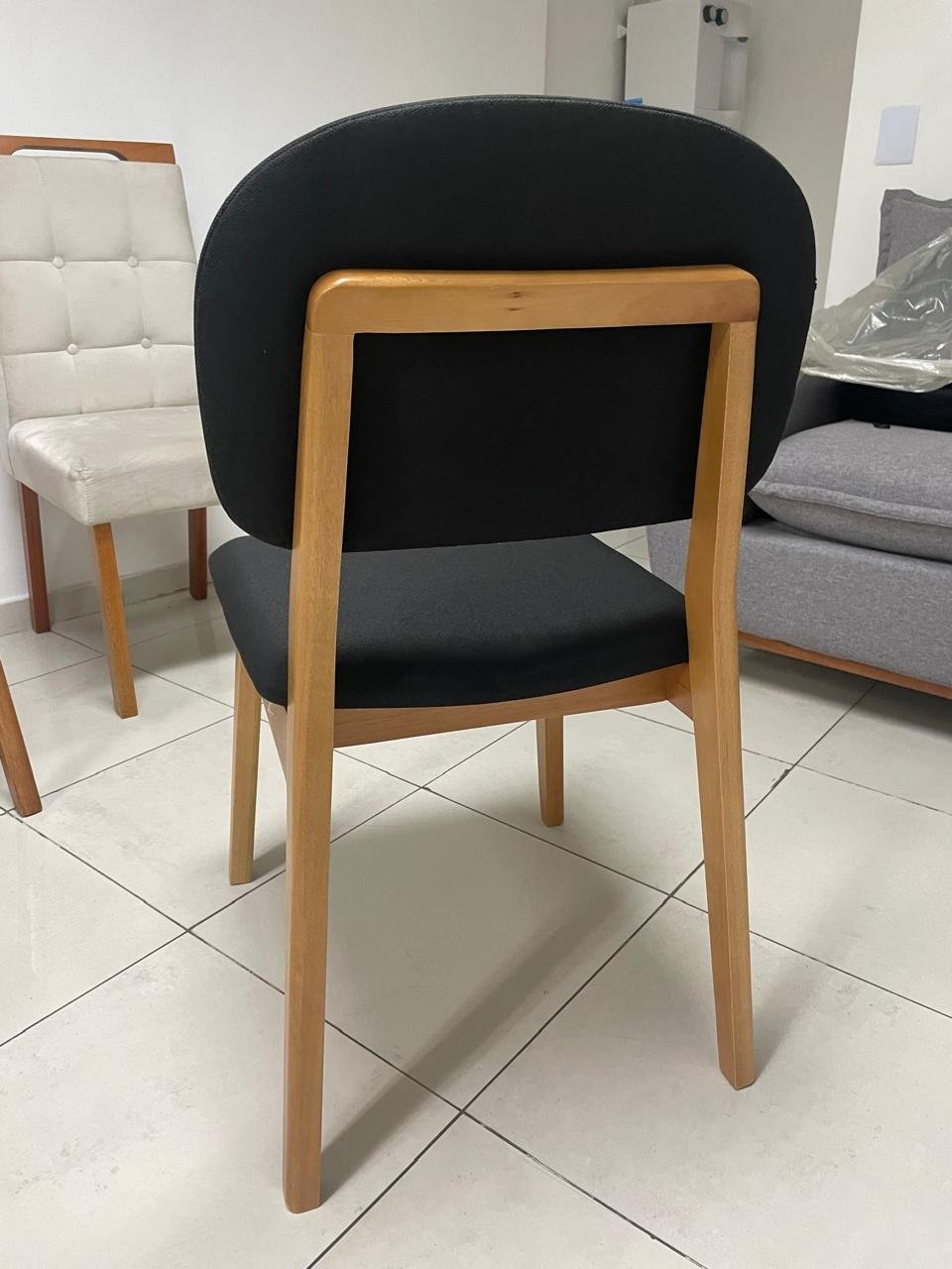 Kit 2 Cadeiras Gaya Mel/Linho Preto 09 - J SILVA MÓVEIS - Imagem 3