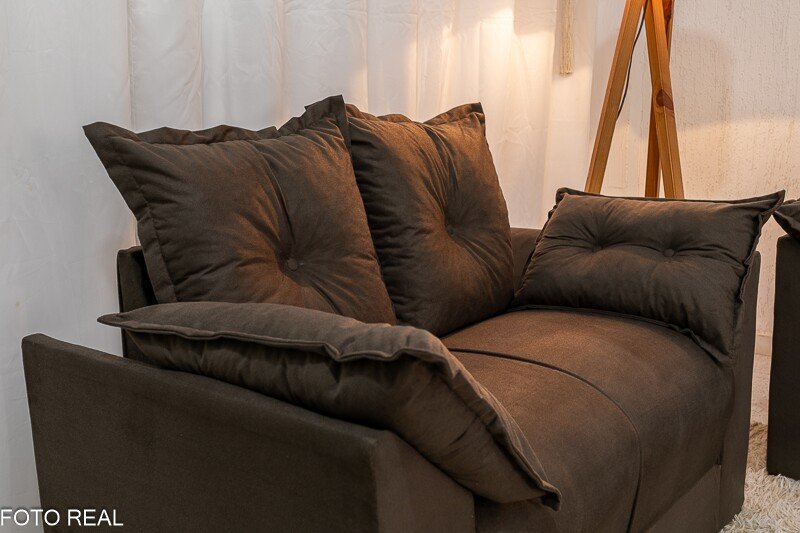 Sofá 3 e 2 lugares Petra Veludinho Marrom 603 - Imagem 4