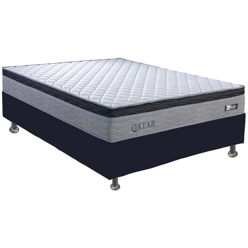 Colchão Casal Qatar D28 + Base Box Simples Corino Preto – DESIGN COLCHÕES + BIOSTAR - Imagem 2