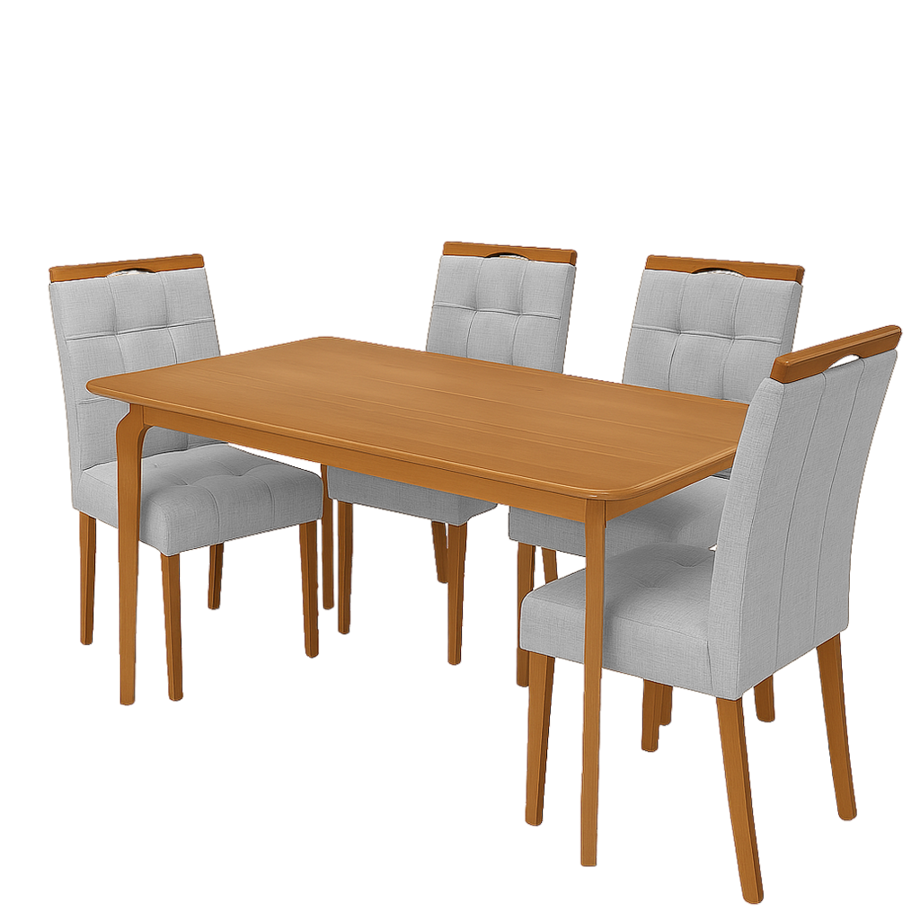 Mesa Alegra 120 Cinamomo com 4 Cadeiras Sophia Linho Cinza Prata 206 – JCM MOVELARIA + WM DECOR - Imagem 3