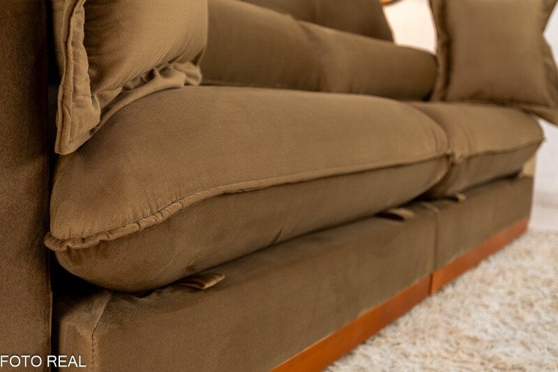 Sofá Retrátil Reclinável Toronto 2.50m Veludo Bege 4056 - Molas Ensacadas - Imagem 7