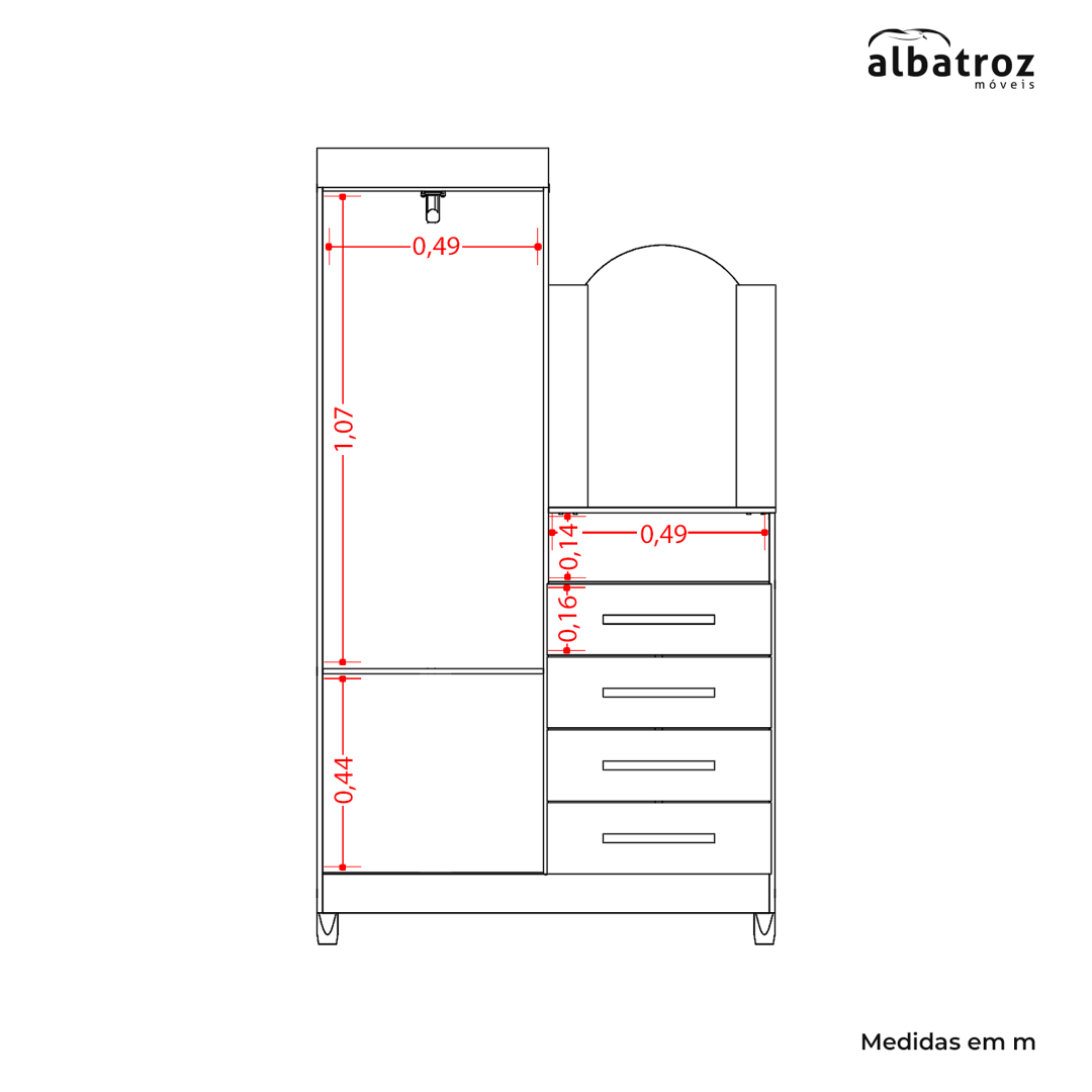 Guarda-Roupa/Cômoda Capri Cinamono - MÓVEIS ALBATROZ - Imagem 4