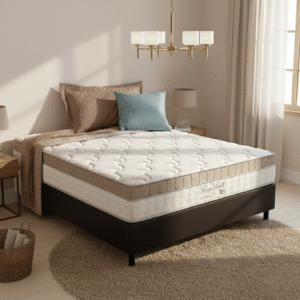 Colchão Casal King Best D28 + Base Box Simples Corino Preto – ANJOS COLCHÕES + BIOSTAR
