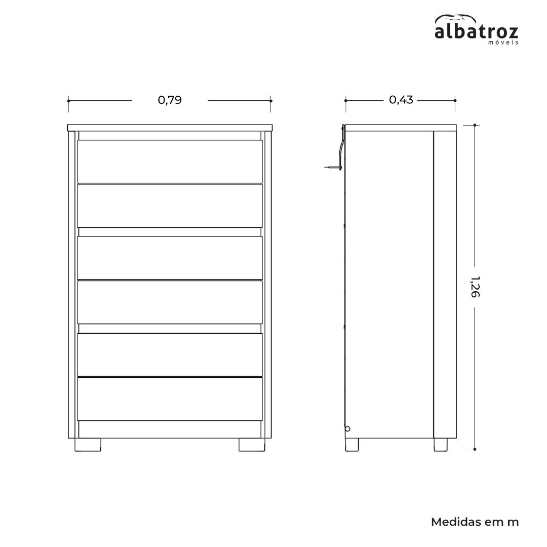 Cômoda 6 Gavetas Unno Cinamono/Off White - MÓVEIS ALBATROZ - Imagem 4