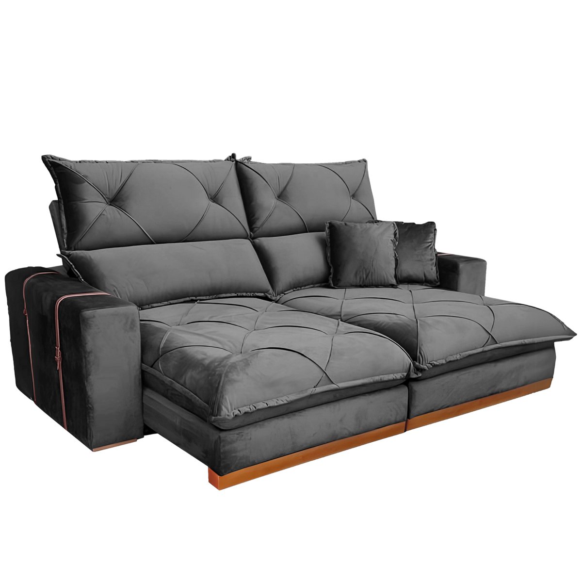 Sofá Retrátil e Reclinável Gran Bello Light 2,50 m Veludo Cinza - QUINE ESTOFADOS - Imagem 4