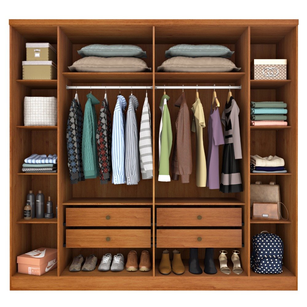 Guarda-Roupa 6 Portas Veneza/Padova + Cômoda Chicago/Berlim Cinamono/Off White - TCIL - Imagem 3