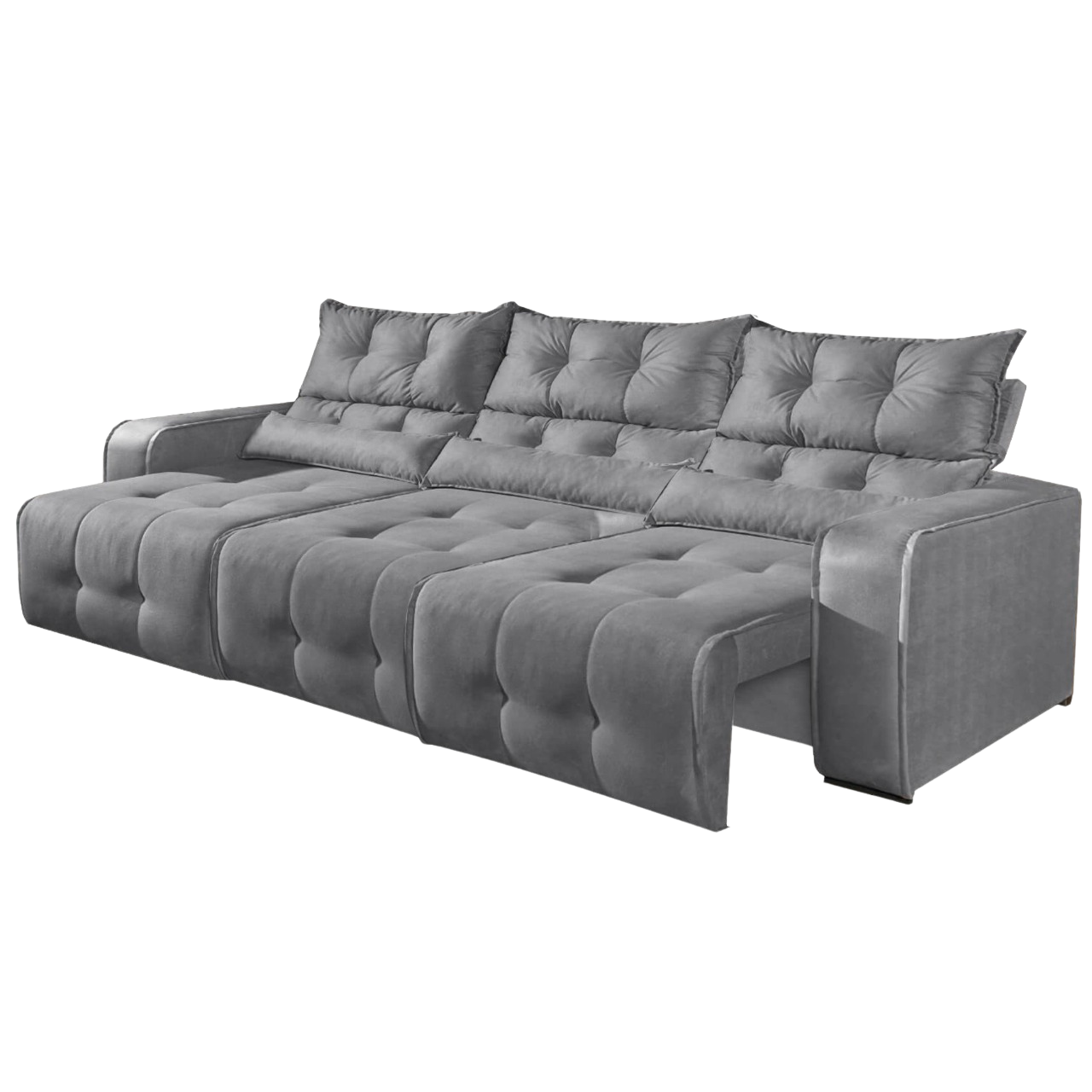 Sofá Retrátil e Reclinável Premier/Minas 2,50 m Veludo Cinza 508 - DECORAR ESTOFADOS - Imagem 2