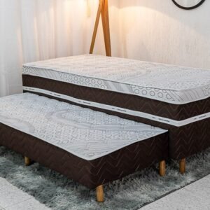 Cama Box Solteiro Livina Molas Ensacadas + Cama Auxiliar Orthoside