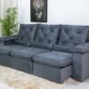 Sofá Retrátil Reclinável Roma 2.70m Veludo Cinza 20 - D28 Soft