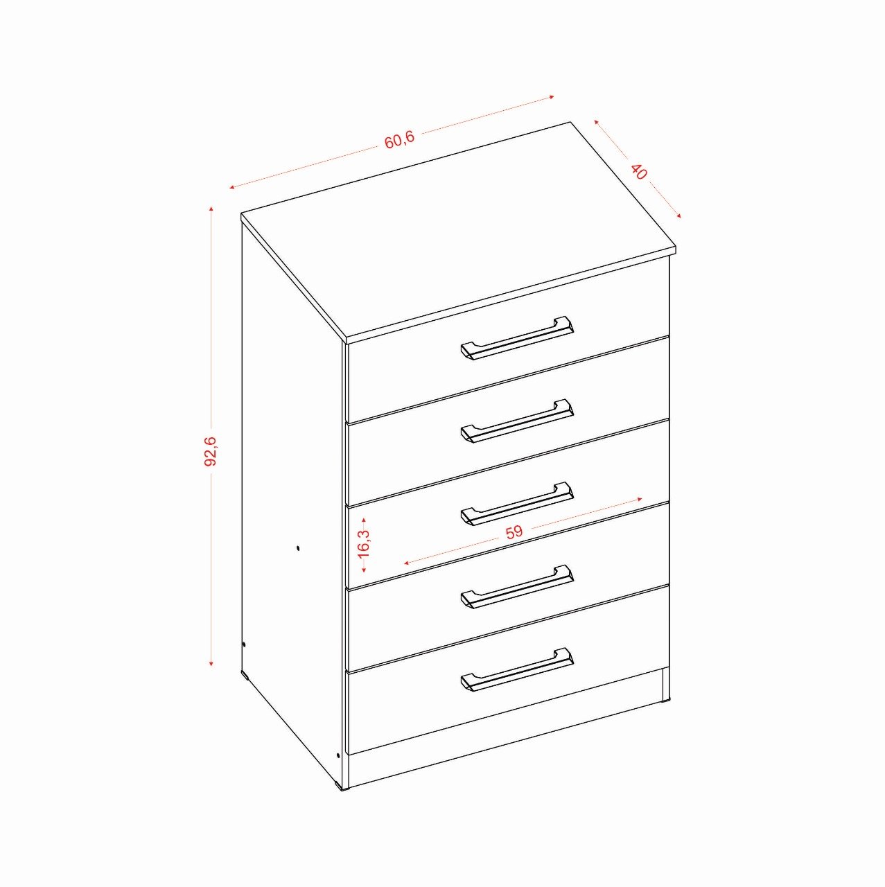 Cômoda 5 Gavetas Atacama/Off White - ARAMÓVEIS - Imagem 2