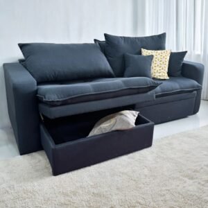 Sofá Retrátil Baú Versate 2,40 m Linho Azul - ARJAN DECOR