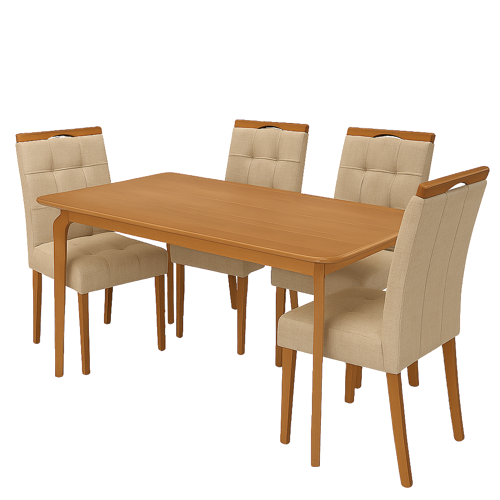 Mesa Alegra 120 Cinamomo com 4 Cadeiras Sophia Linho Bege 200 – JCM MOVELARIA + WM DECOR - Imagem 3