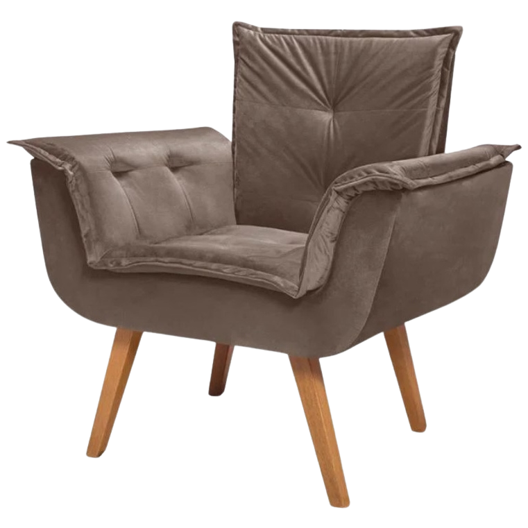 Poltrona Fixa Canadá/Opala Veludo Marrom – JP ESTOFADOS - Imagem 3