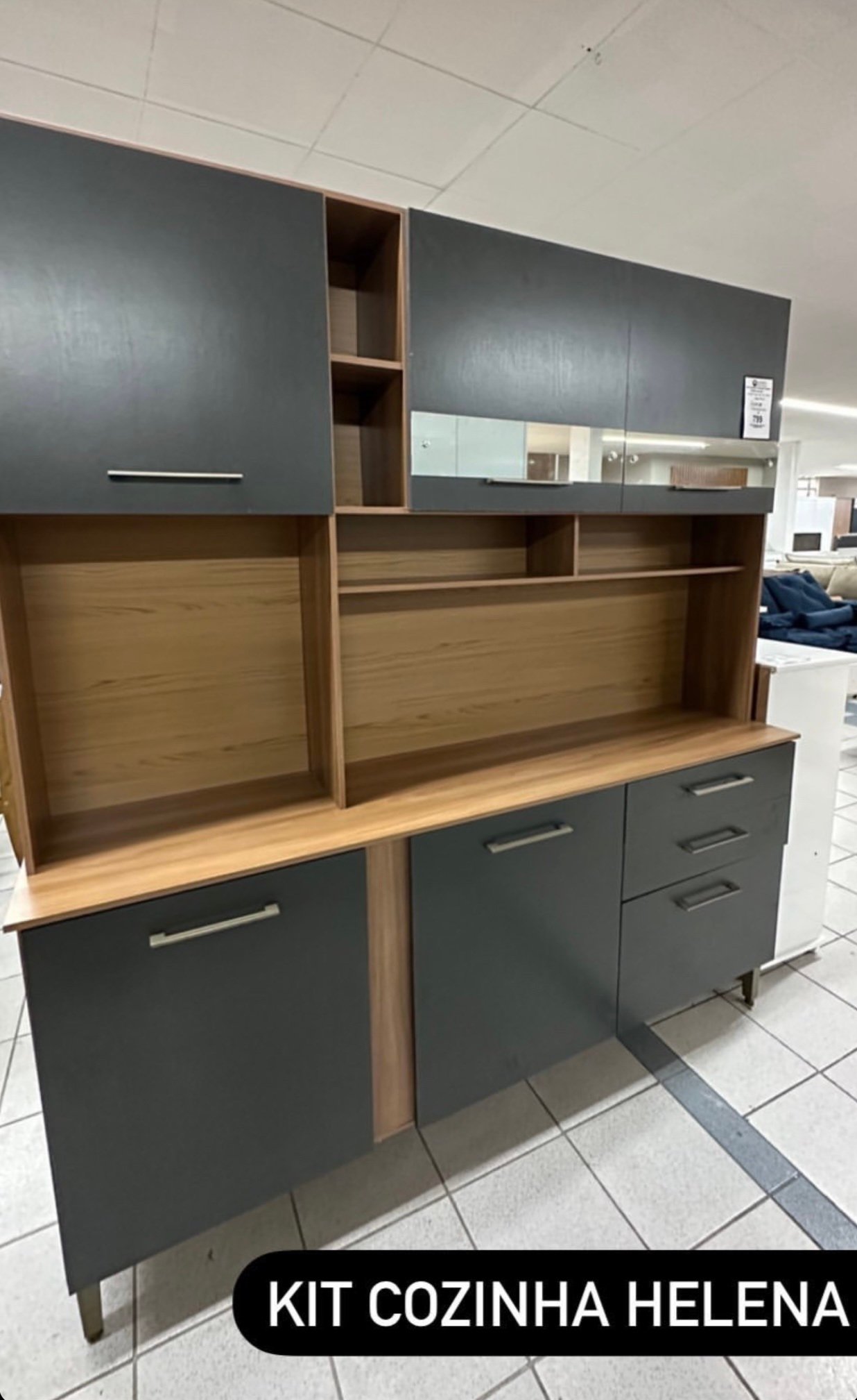 Kit Cozinha Nicole/Helena C304 1,82 m Manchester/Grafite - FELLICCI - Imagem 6