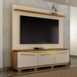 Home Theater até 75" Montreal Off White/Cinamono - VALDEMÓVEIS