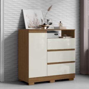 Cômoda 3 Gavetas com Sapateira e Nicho Atacama/Off White - ARAMÓVEIS