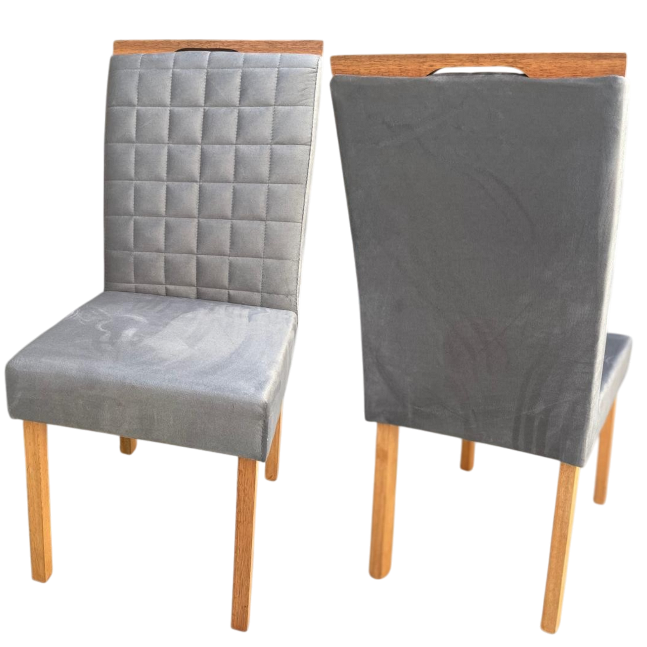 Kit 2 Cadeiras Pandora 01 Imbuia Mel/Veludo Cinza Grafite 414 - CARVALHO DECOR - Imagem 5