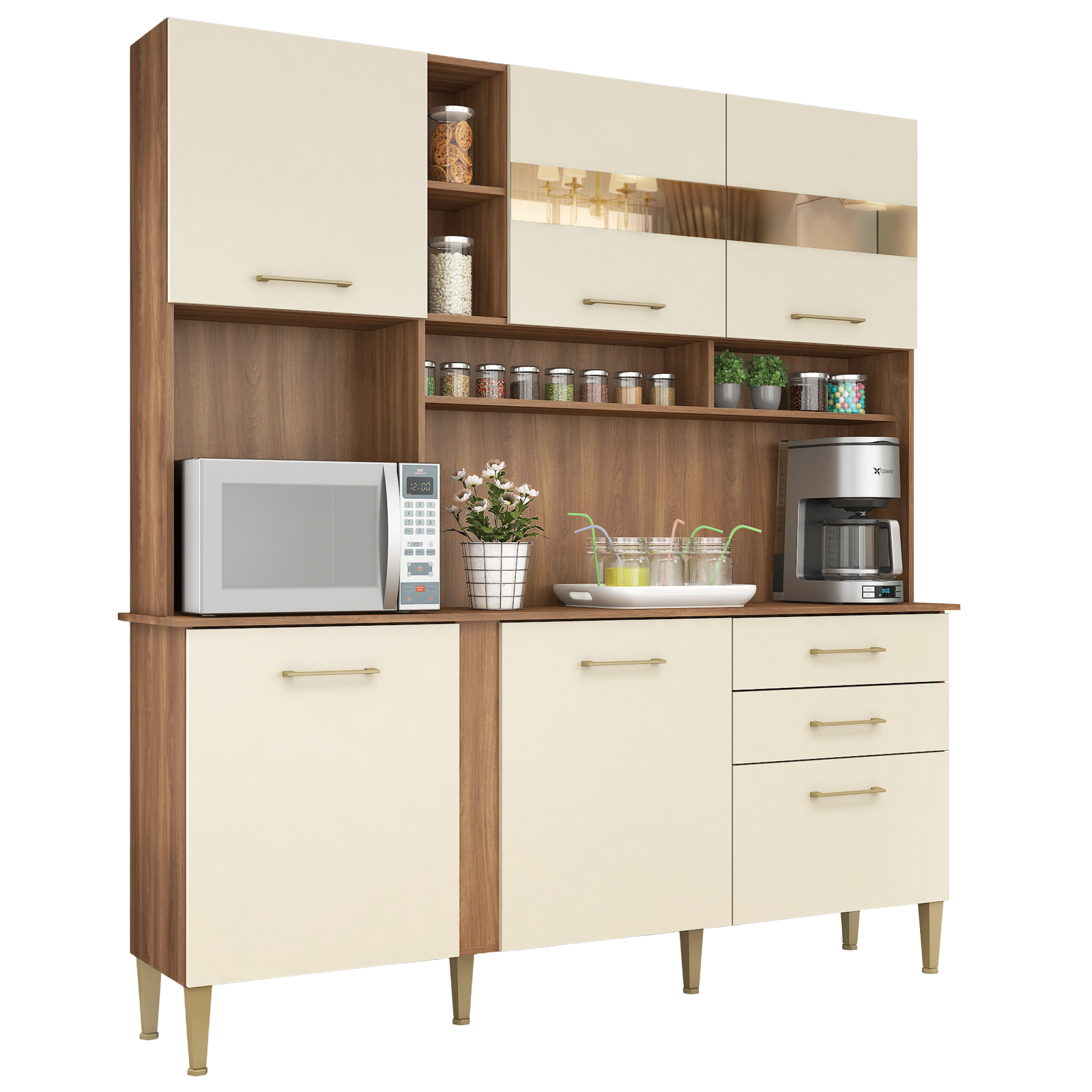 Kit Cozinha Nicole/Helena C304 1,82 m Manchester/Champagne - FELLICCI - Imagem 4