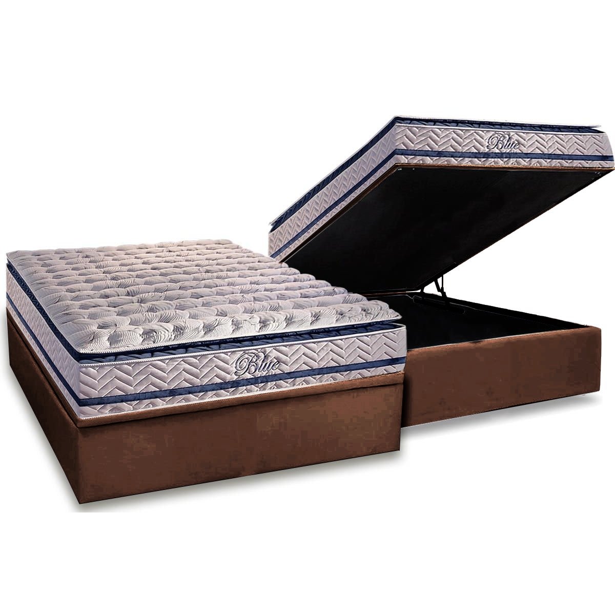 Colchão Casal Blue + Base Box Baú Marrom – PAROPAS/BIOSTAR