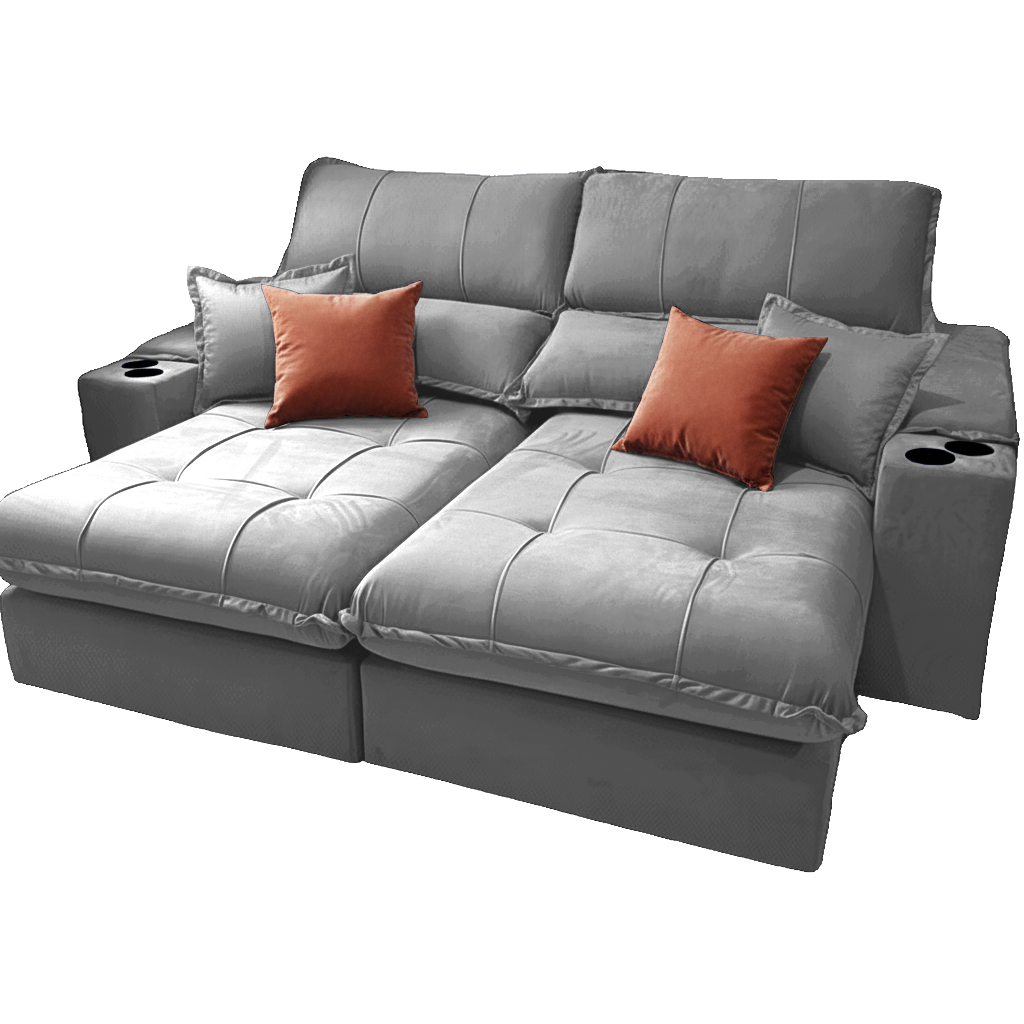 Sofá Retrátil e Reclinável Afrodite Slim 2,50 m Veludo Cinza Prata 107 – ZARAT ESTOFADOS - Imagem 3