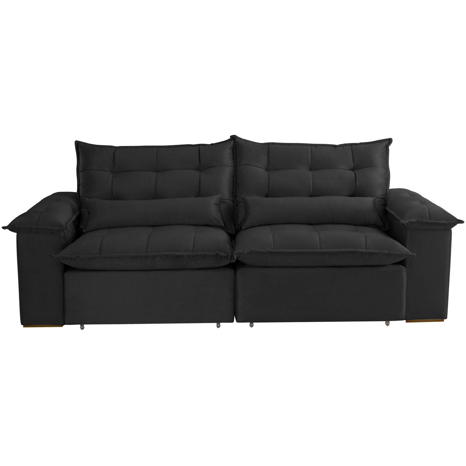 Sofá Retrátil e Reclinável Niger 2,50 m Veludo Preto B013 - TREVO ESTOFADOS - Imagem 5