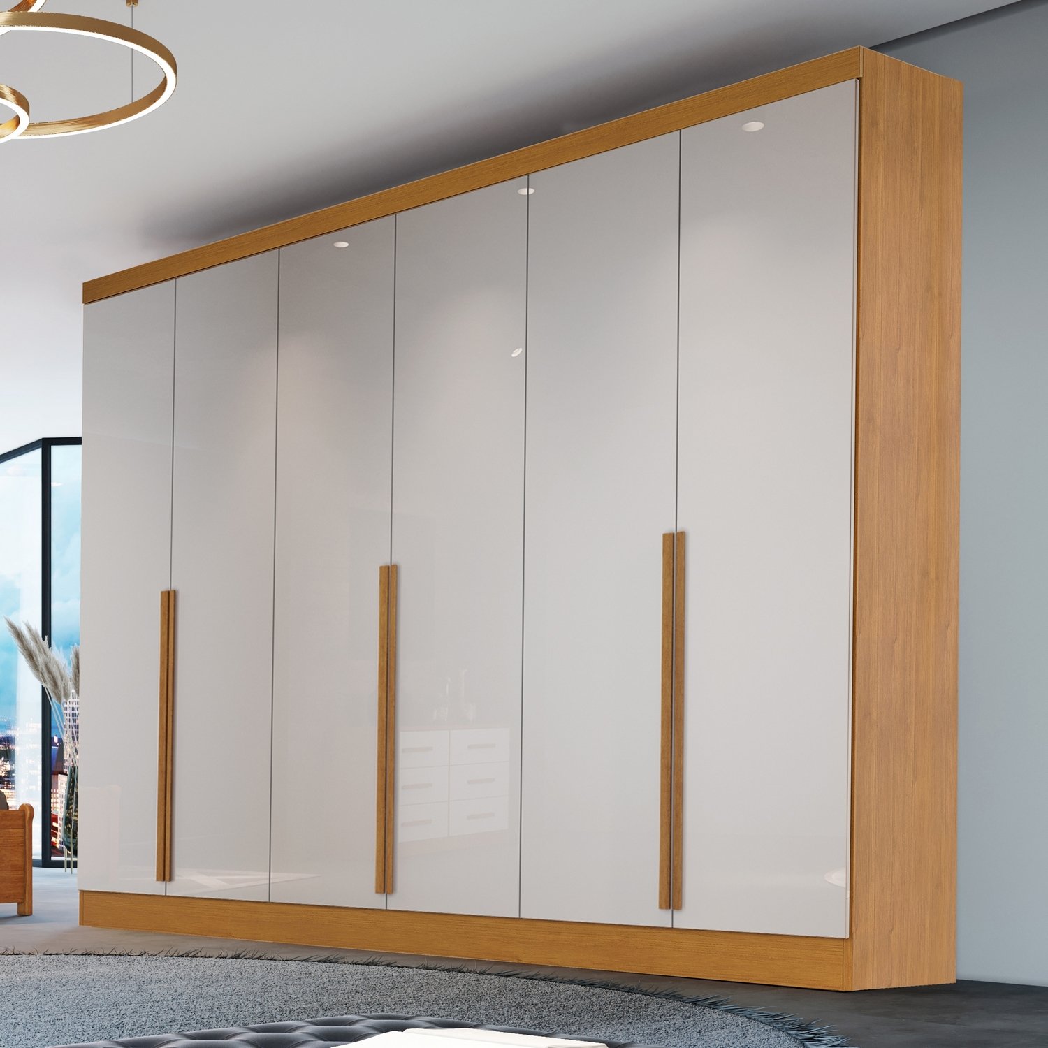 Guarda-Roupa 6 Portas Alvorada 2,70 m Nature/Off White - BIANCHI