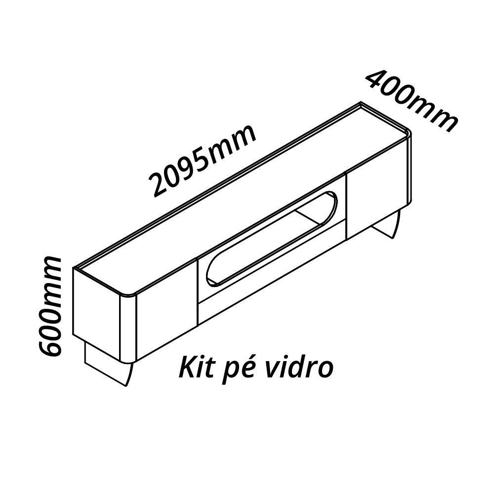 Rack até 85" Nobre 210 (Pés de Vidro) Off White/Naturale - GELIUS - Imagem 3