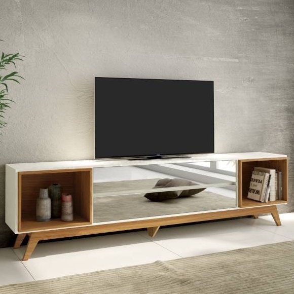 Rack até 60" Anita R422 Off White/Freijó - DALLA COSTA