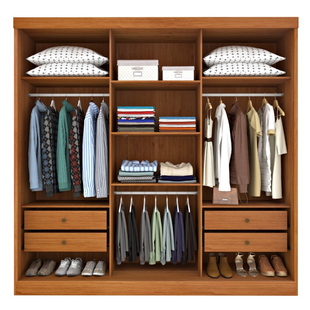 Guarda-Roupa 3 Portas Dacar/Senegal + Cômoda Chicago/Berlim Cinamono/Off White - TCIL - Imagem 3