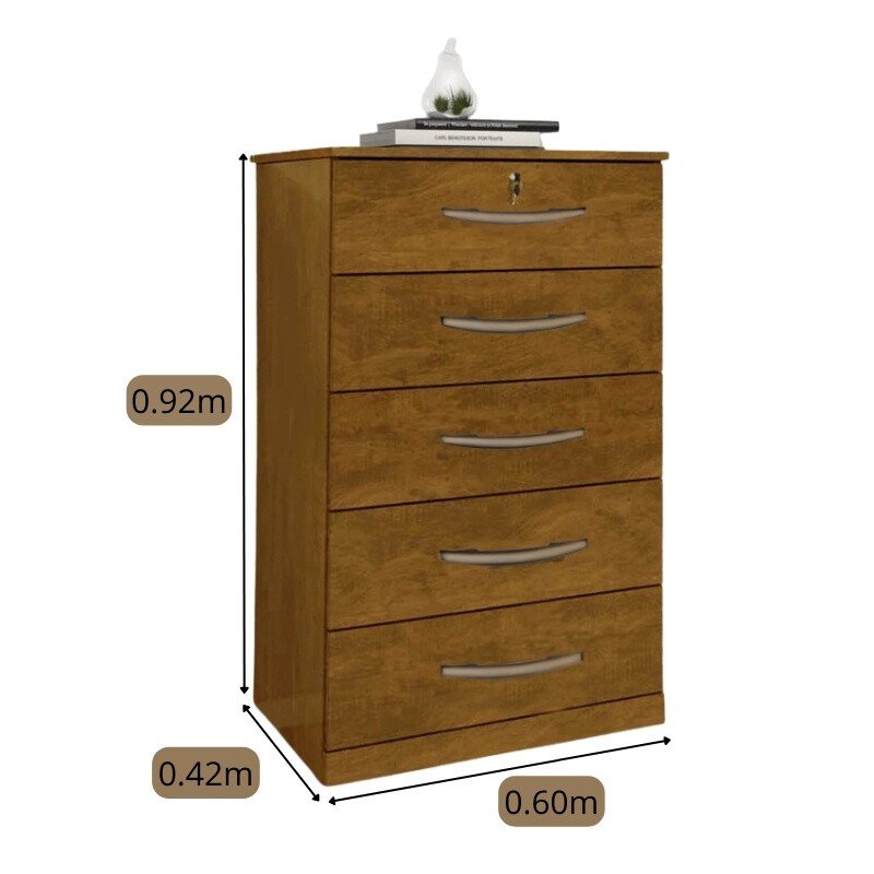Cômoda 5 Gavetas Vane 013 Larg. 0.60m Cinamomo JL Móveis. - Imagem 2