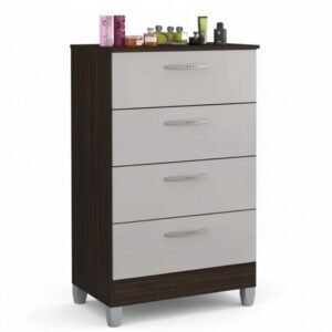 Cômoda com 4 Gavetas Chocolate/Off Larg. 0.59m - Poquema