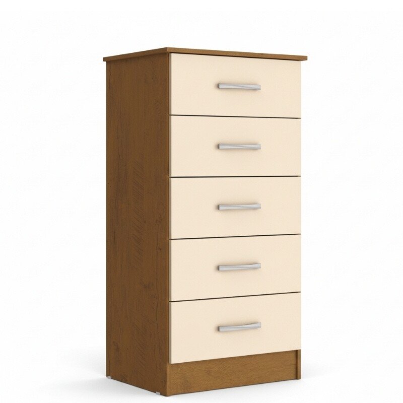 Cômoda Jamile Larg. 0.49m Noce TX/Pérola 5 Gavetas - San Marino