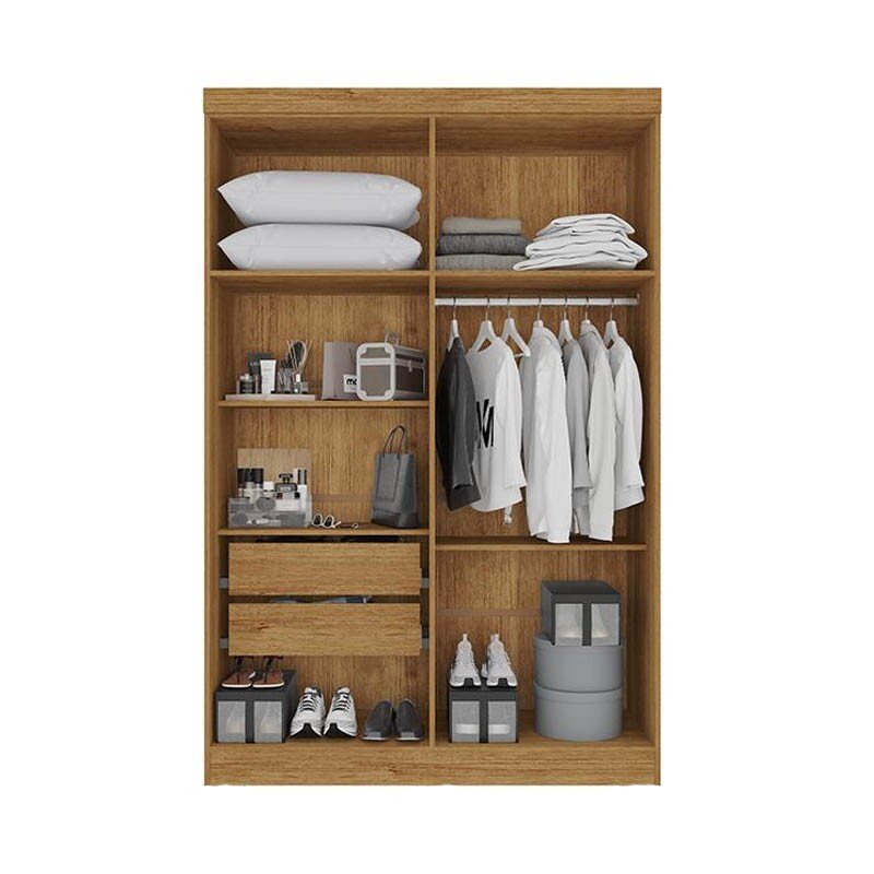 Roupeiro Solteiro Recife Cinamomo/Off 4 Portas 2 Gavetas Larg. 1.21m - Sallêto - Imagem 2