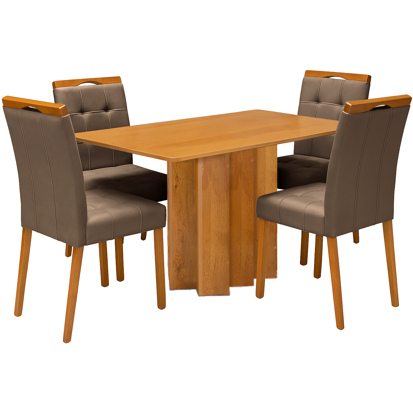 Mesa Recife 120 Cinamono Laminado com 4 Cadeiras Sophia Veludo Marrom – CEL MÓVEIS + WM DECOR - Imagem 3