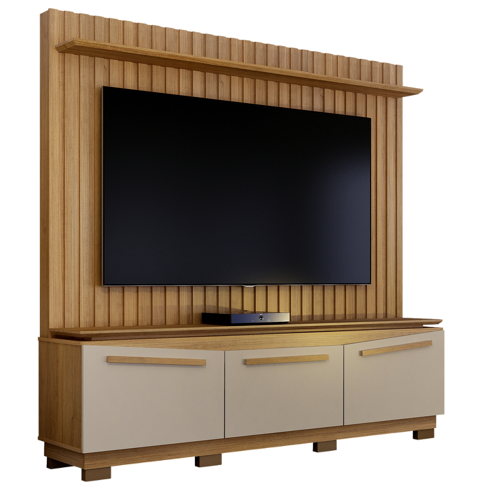 Home Theater até 75" Montreal Cinamono/Off White - VALDEMÓVEIS - Imagem 3