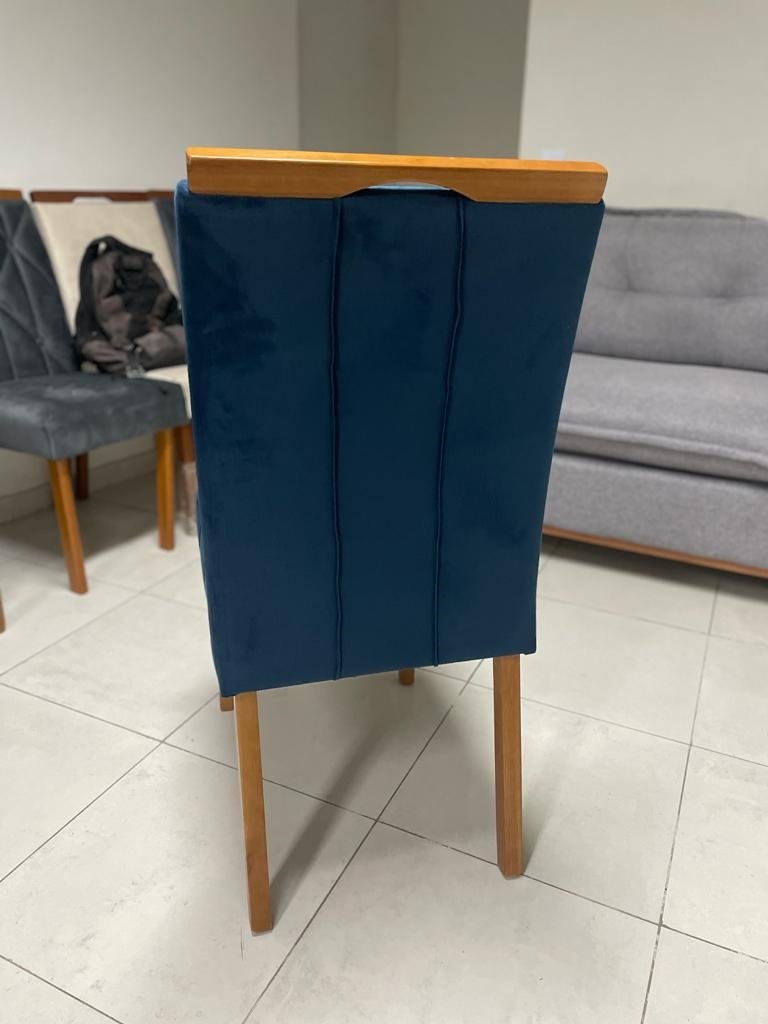 Kit 2 Cadeiras Sophia/Capri Mel/Veludo Azul – WM DECOR - Imagem 4