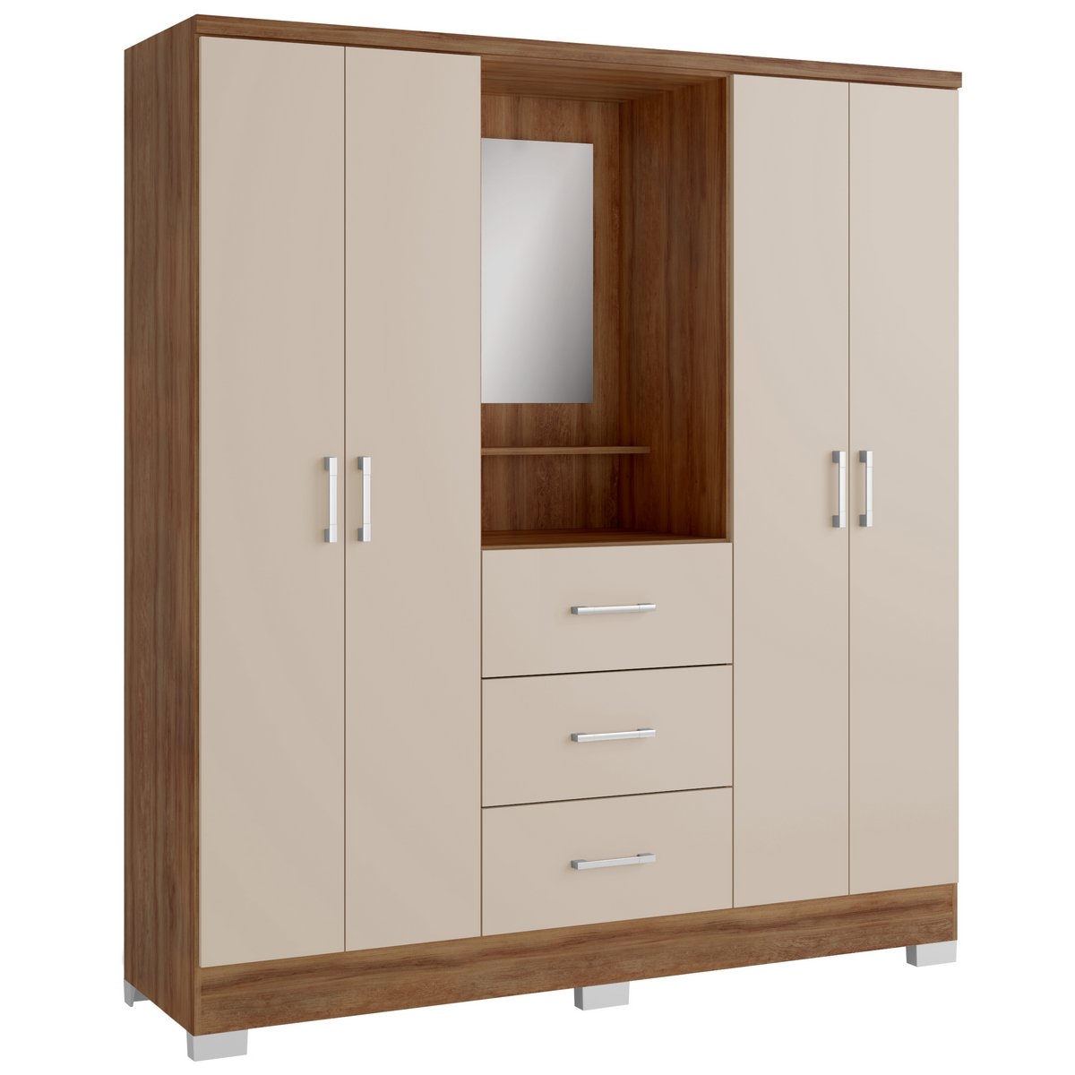 Guarda-Roupa Capelinha Roma 1181 1,60 m Freijó/Off White - CARRARO MÓVEIS - Imagem 4