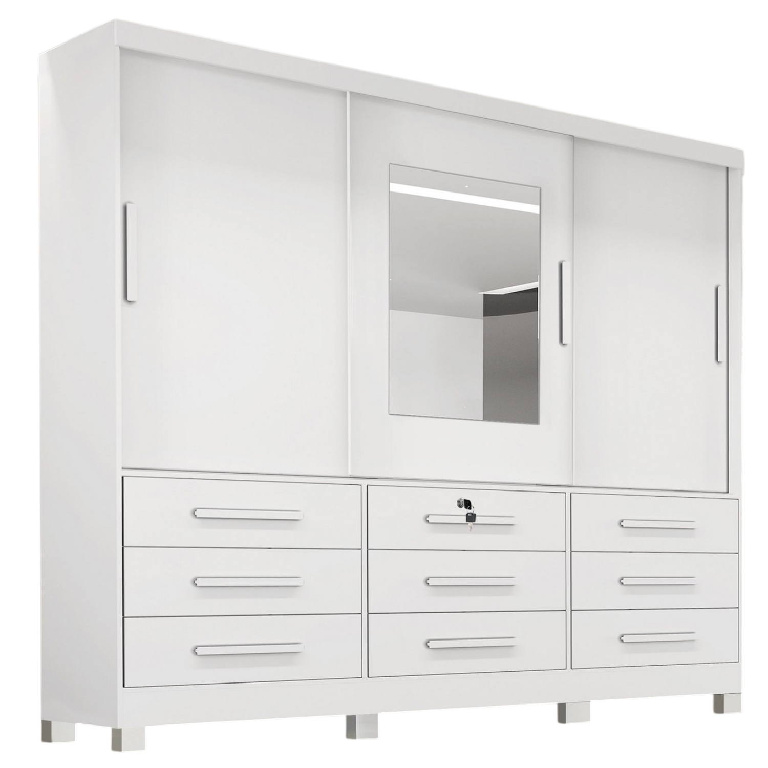 Guarda-Roupa 3 Portas(Com Pés)Athenas 1,80 m Branco – BIANCHI - Imagem 3