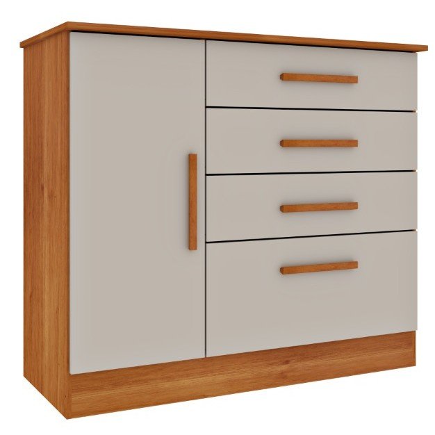 Cômoda 4 Gavetas com Sapateira Chicago/Berlim Cinamono/Off White - TCIL - Imagem 3