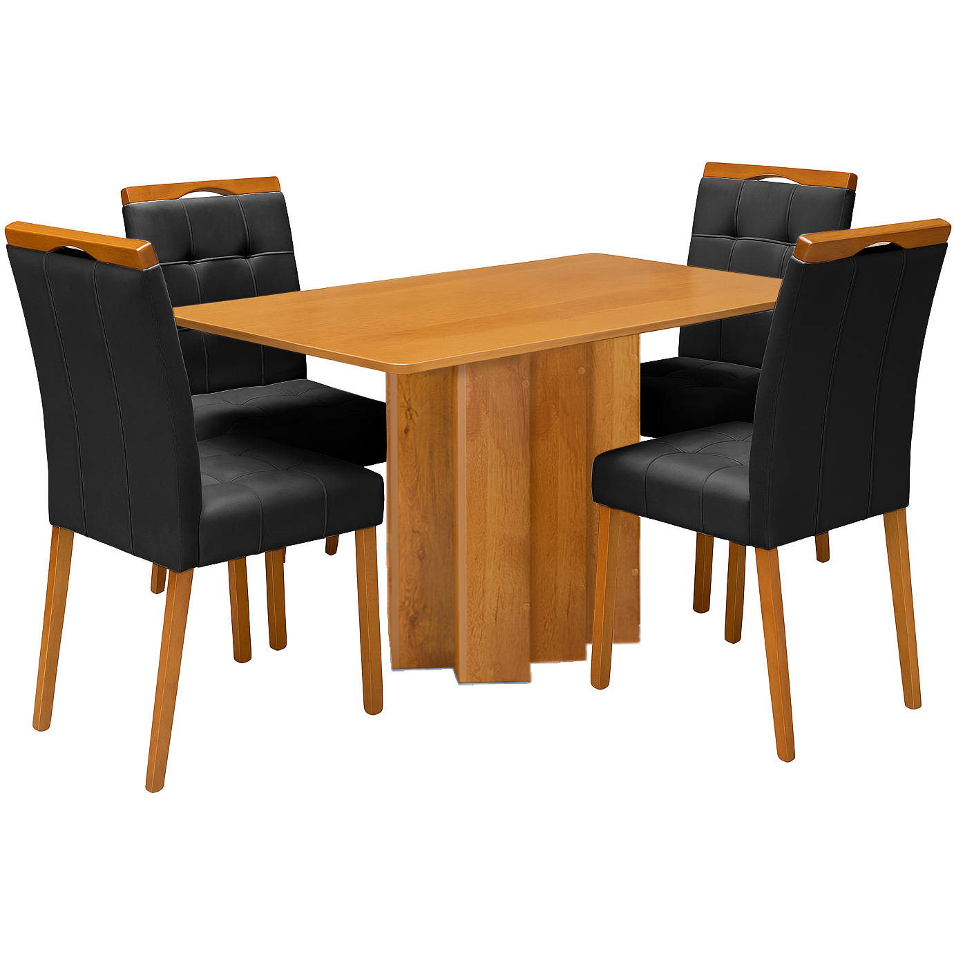 Mesa Recife 120 Cinamono Laminado com 4 Cadeiras Sophia Veludo Preto – CEL MÓVEIS + WM DECOR - Imagem 3