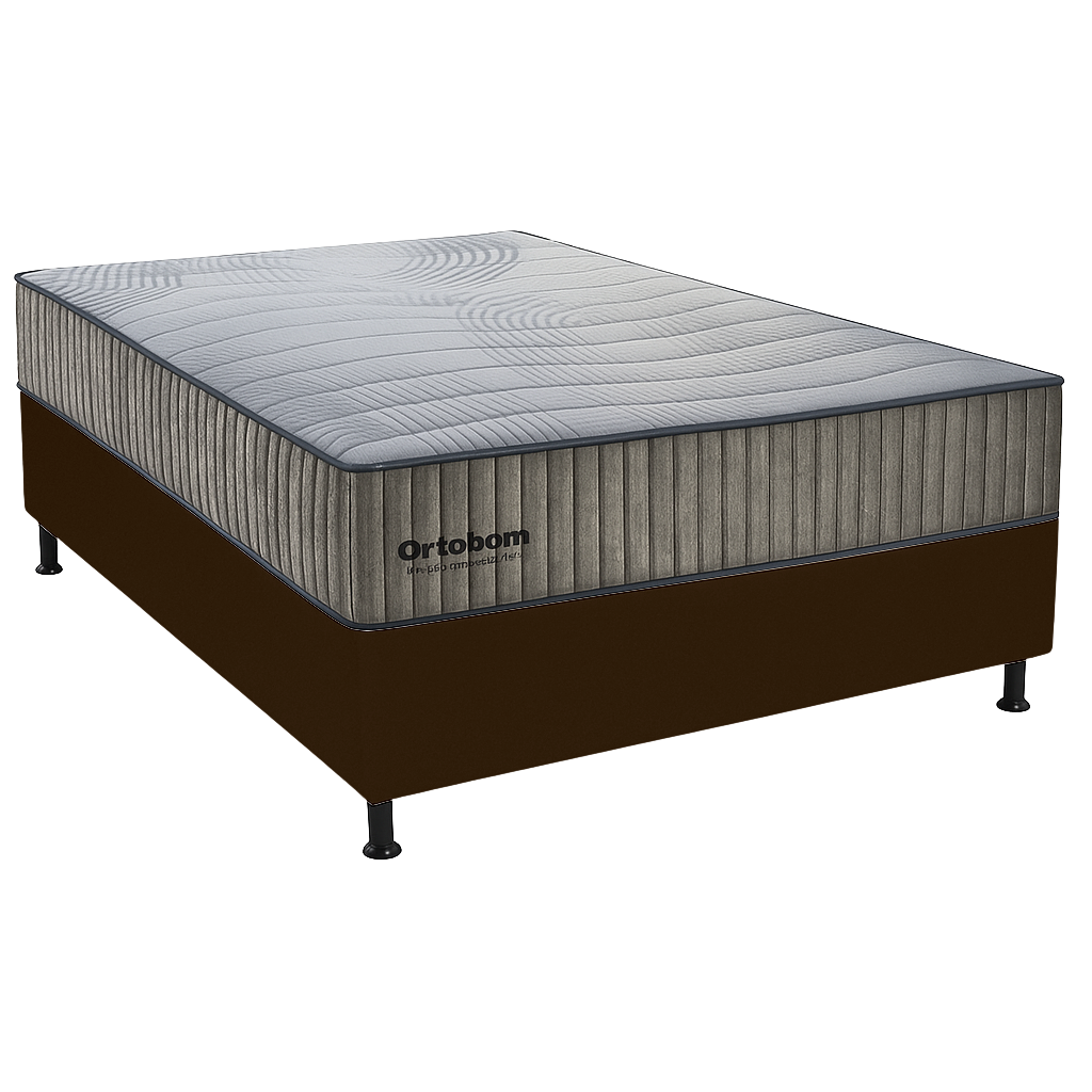 Colchão Casal Exclusive Foam D33 + Base Box Simples Corino Marrom – ORTOBOM + BIOSTAR - Imagem 3