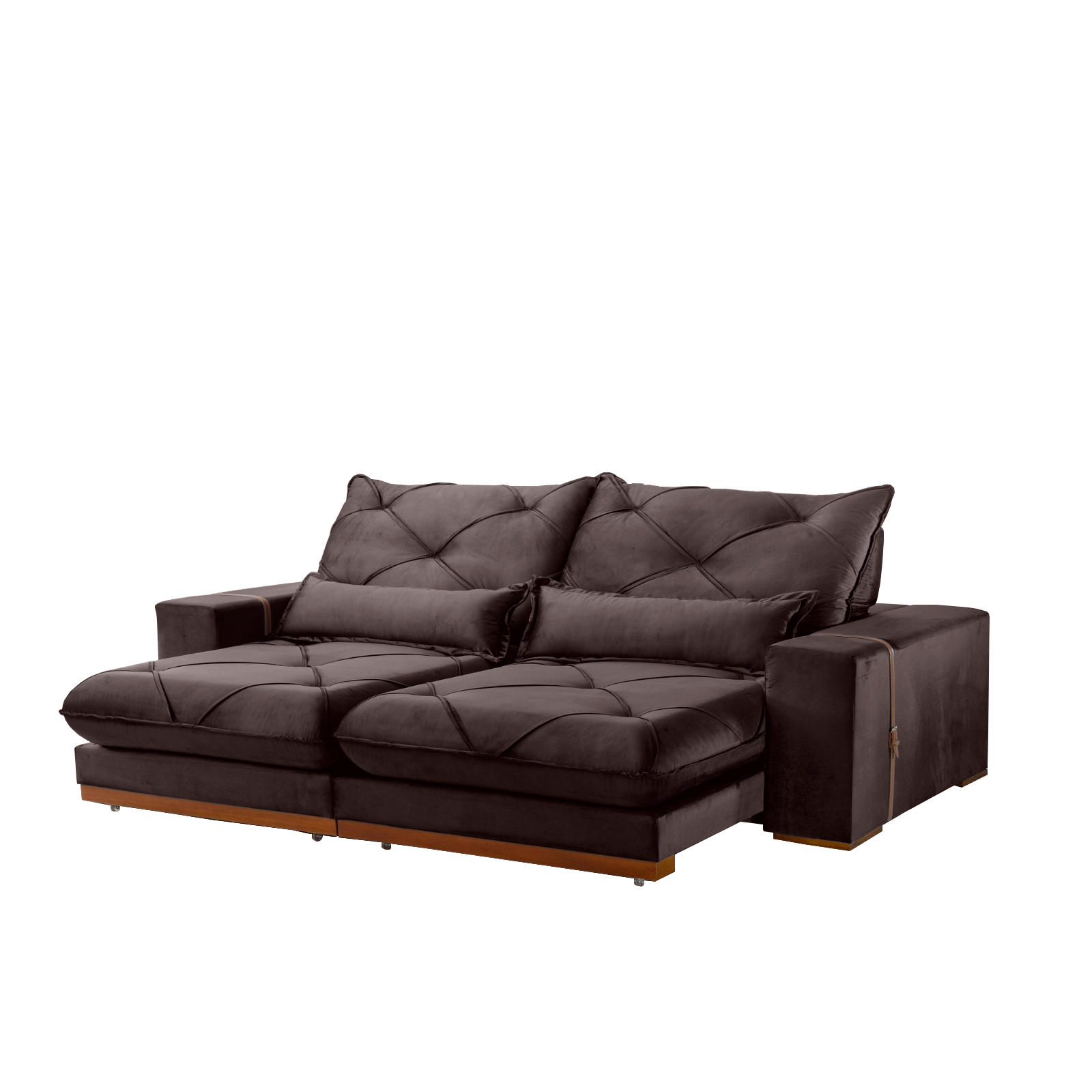 Sofá Retrátil e Reclinável Luanda/Isabella/Barcelona 2,50 m Veludo Marrom - TREVO ESTOFADOS - Imagem 2