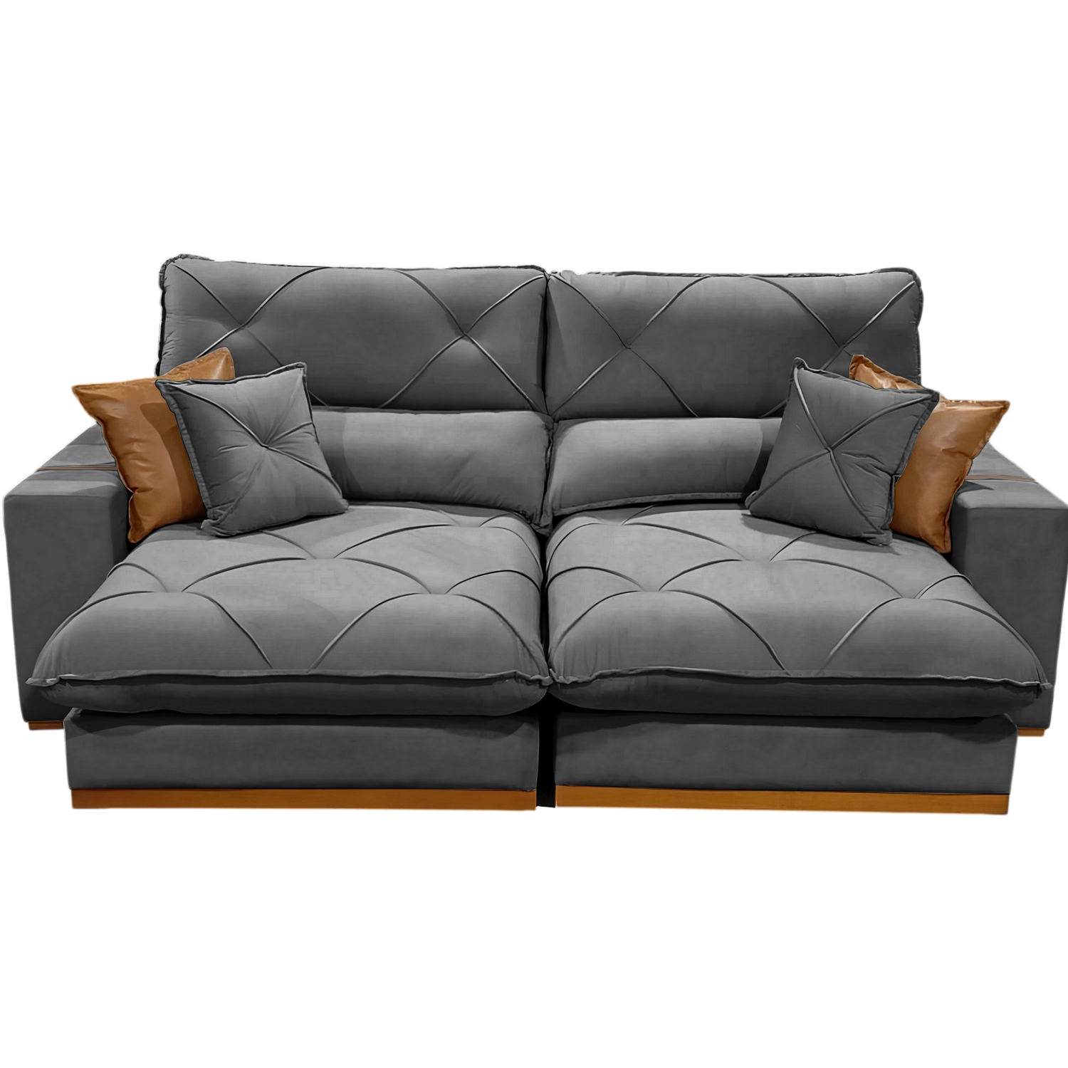 Sofá Retrátil e Reclinável Aquiles/Gran Bello 2,50 m Veludo Cinza 101 - ZARAT ESTOFADOS - Imagem 3