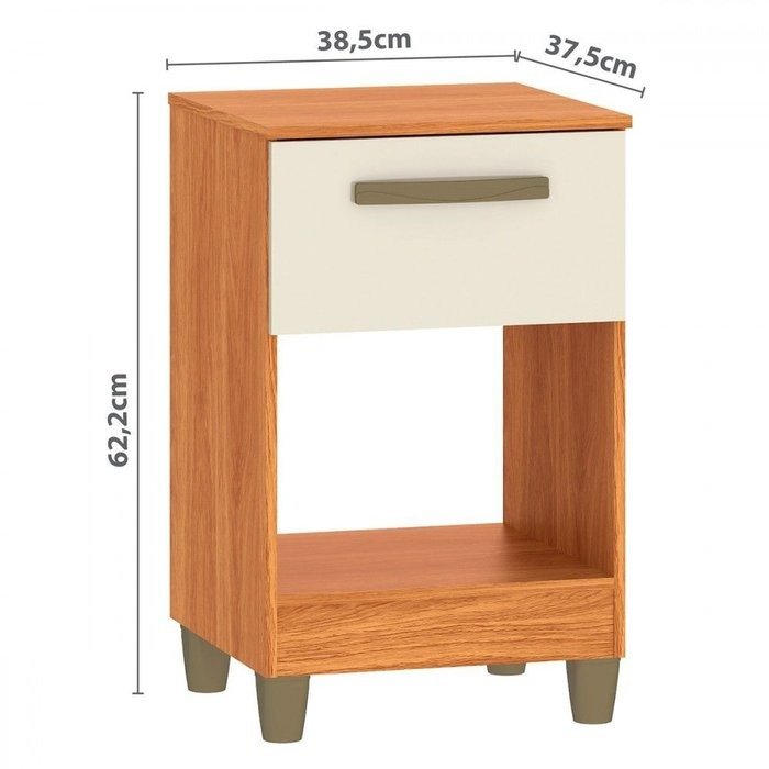 Mesa de Cabeceira Prada MC210 Cinamomo/Off White - FELLICCI - Imagem 3