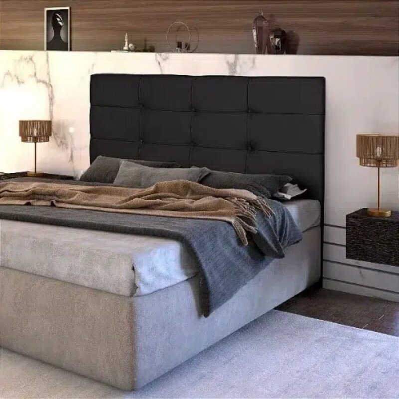 Cabeceira Cama Box Queen 1.60 Eslovênia Veludo Preto - Imagem 2