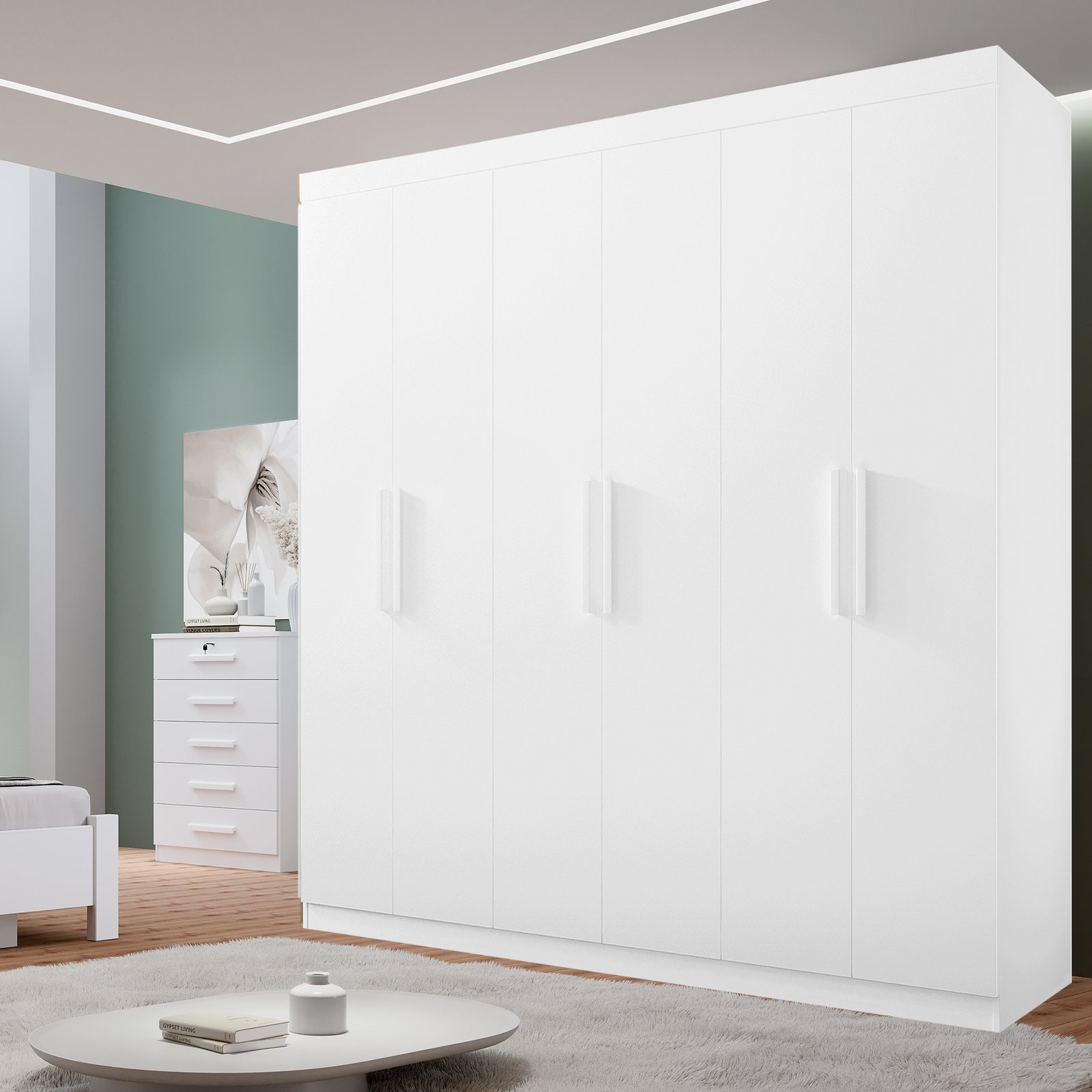 Guarda-Roupa 6 Portas Colibri 2,06 m Branco – D’DORO MÓVEIS - Imagem 3