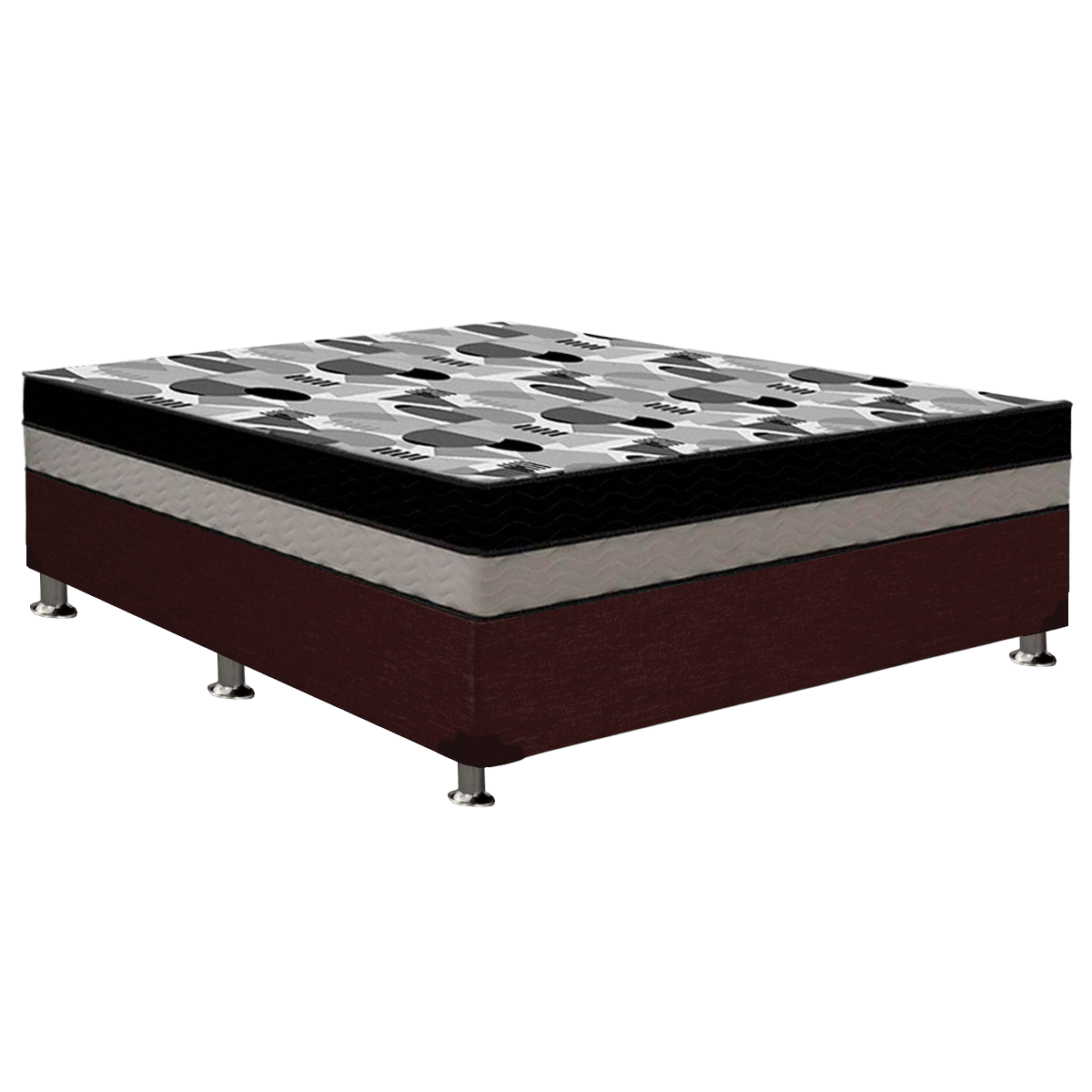 Colchão Casal ISO Dupla Face + Base Box Simples Corino Marrom – ORTOBOM + ALTO NÍVEL CAMAS E COLCHÕES - Imagem 2