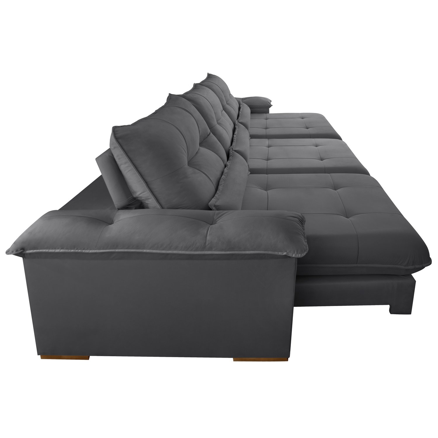 Sofá Retrátil e Reclinável Qatar 3,50 m Veludo Cinza B010 – TREVO ESTOFADOS - Imagem 6