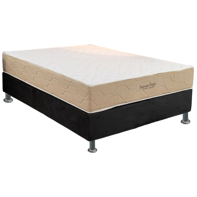 Colchão Casal Supreme Pocket D26 + Base Box Simples Corino Preto – INOVAFLEX + BIOSTAR - Imagem 2