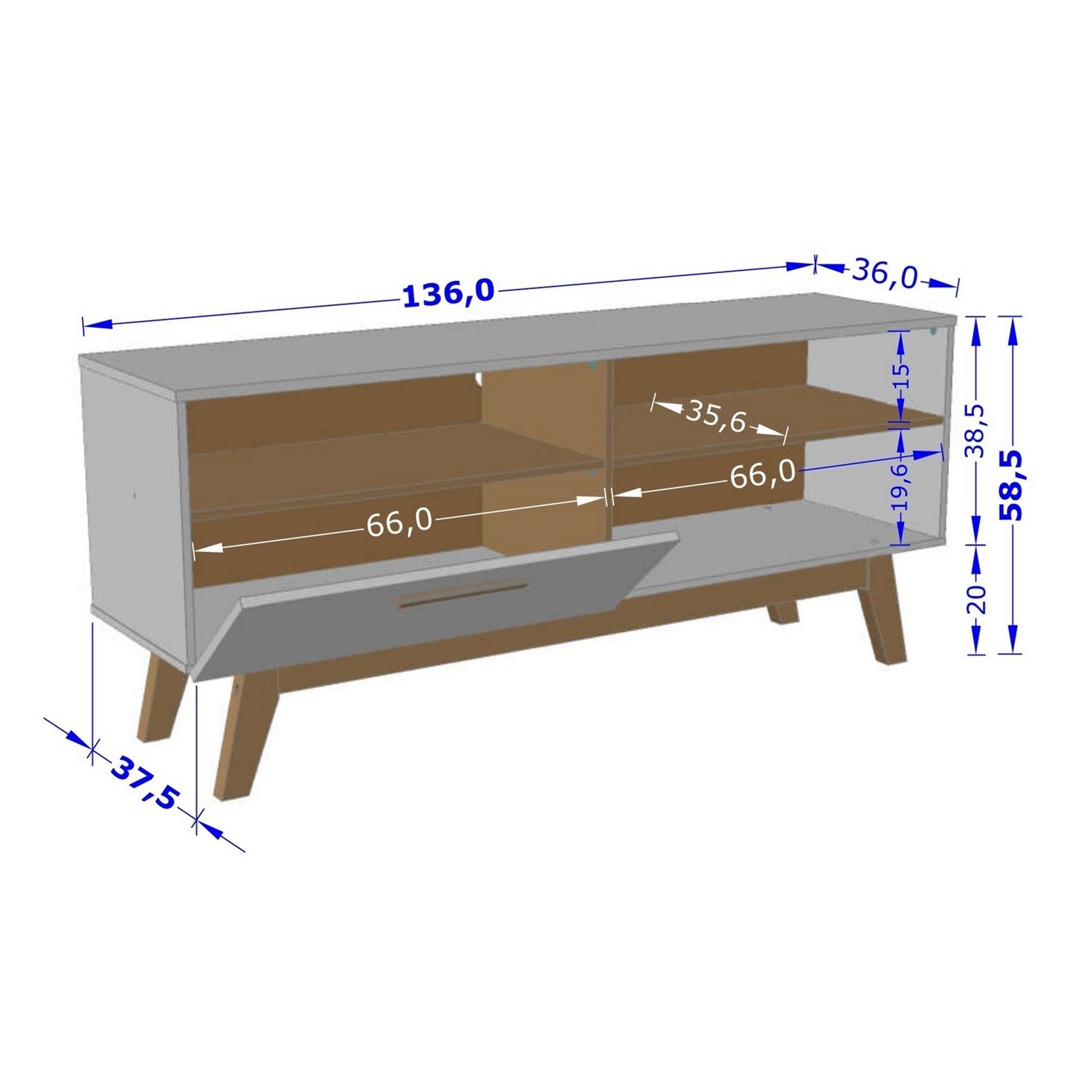 Rack até 55" Paládio Off White/Cinamomo – BECHARA - Imagem 3